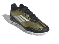 adidas F50 Club Messi Flexible Ground Sneaker, Gold Metallic/White/Black, 11 US Unisex Little Kid
