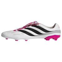 adidas Predator Precision.3 Youth Firm Ground Soccer Shoes - Fold-over Tongue, Soft Leather Forefoot, Firm Ground Outsole, Lightweight Synthetic Upper (White/Black/Pink, US Footwear Size System, Big Kid, Numeric, Medium, 5)