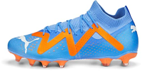 PUMA Men's Future Firm Ground Cleat, Blue/Orange, 10.5, Blue Glimmer/Puma White/Ultra Orange