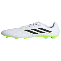 adidas Copa Pure.3 Firm Ground Sneaker, White/Core Black/Lucid Lemon, 13.5 US Unisex Little Kid