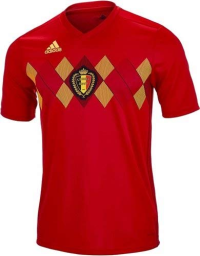 adidas Kid's Belgium Home Soccer Jersey (Small) Vivid Red/Power Red/Bold Gold