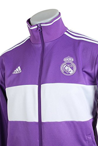 adidas Men's Soccer Real Madrid 3 Stripe Track Top, Ray Purple/Crystal White, 3X-Large