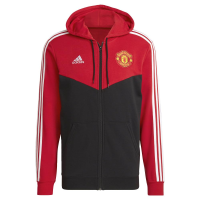 adidas Manchester United 3-Stripes Full-Zip Hoodie Men's, Red, Size XL