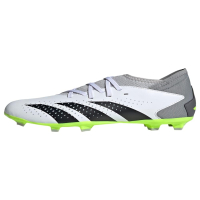 adidas Accuracy.3 Predator Firm Ground Sneaker, White/Core Black/Lucid Lemon, 12.5 US Unisex Little Kid
