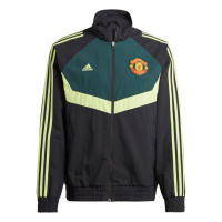adidas Manchester United Men’s Woven Track Top 24 (US, Alpha, Large, Regular, Regular, Black/Green Night/Pulse Lime)