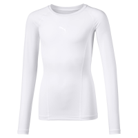 PUMA Kids' Liga Baselayer Long Sleeve Tee, White, X-Large