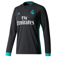 adidas Men's Real Madrid Away Long Sleeve Jersey 17-18 (Black/Aero Reef) (S)