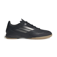 adidas Unisex F50 League Indoor Soccer Cleats Sneaker, Black/Iron Metallic/Gold Metallic, 9.5 US Men