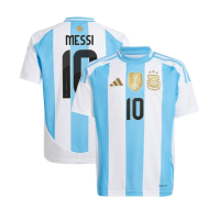 adidas Argentina Messi 10 Youth Home Jersey 2024 (US, Alpha, Medium, Regular, White/Blue Burst)