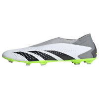 adidas Accuracy.3 Predator Laceless Firm Ground Sneaker, White/Core Black/Lucid Lemon, 4 US Unisex Big Kid