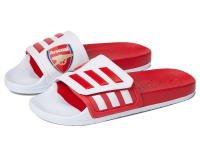 adidas Unisex Adilette Slides Sandal, White/Scarlet/Scarlet (TND), 8 US Women
