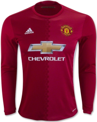 adidas Manchester United 16/17 Long Sleeve Home Real Redwhite Jersey