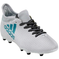 adidas Boy's X 17.3 FG J Soccer Shoe, White/Energy Blue/Clear Grey, 5 Medium US Little Kid