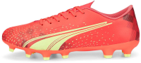 PUMA Men's Ultra Play Firm Artificial Ground Sneaker, Fiery Coral-Fizzy Light Black, 9.5