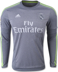 adidas Real Madrid Away Long Sleeve Soccer Jersey 2015/16 (Gray) X-Small