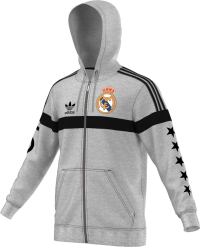 Adidas Mens Real Madrid Full Zip Hoodie Grey M