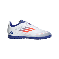 adidas F50 Club Turf J (Little Big Kid) Sneaker, White/Solar Red/Lucid Blue, 2 US Unisex