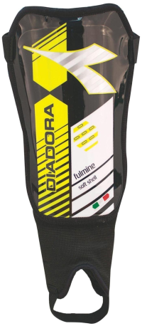 Diadora Fulmine Soft Shell Shinguards, Black/Fluo Yellow - Medium