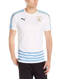 PUMA Men's Uruguay Away Replica Shirt, White/Silver Lake Blue, Medium