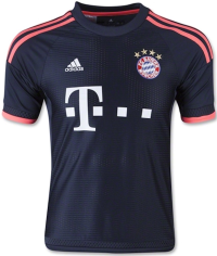 adidas Youth Bayern Munich Third 2015-16 Soccer Stadium Jersey (Night Navy/Flash Red) (YL)
