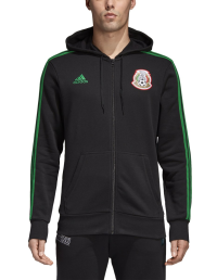 World Cup Soccer Mexico Men's 3 Stripes Full Zip Hoodie, Medium, Black