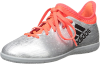 adidas Performance Kids' X 16.3 Indoor Soccer Shoe (Little Kid/Big Kid), Silver Metallic/Black/Indoorfrared, 12.5 M US Little Kid