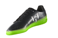 adidas Kids Messi 16.3 Indoor Dark Grey/Silver Metalic/Solar Green Soccer Shoes - 11K