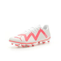 PUMA Mens Future Play Firm, Artificial Ground Soccer Cleats, PUMA Mens White-Fire Orchid, 9.5