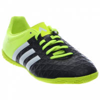 adidas Performance Ace 15.4 Indoor Soccer Shoe (Little Kid/Big Kid), Black/White/Solar Yellow, 5.5 M US Big Kid
