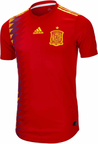 Adidas Men's Spain Authentic Home Jersey 2018 (Red/BoGold) (L)