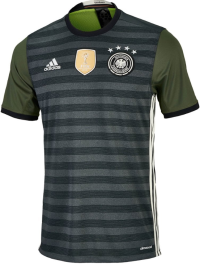 adidas International Soccer Germany Men's Jersey, Large, Dark Grey/White/Green