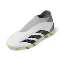 adidas Predator Accuracy.3 Firm Ground Sneaker, White/Core Black/Lucid Lemon, 4.5 US Unisex Big Kid