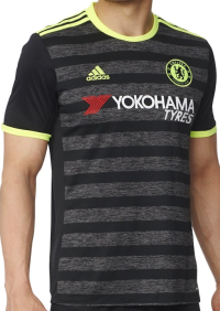 adidas International Soccer Chelsea Men's Jersey, X-Large, Black/Yellow/Granite