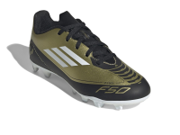 adidas Kids F50 Club Messi Flexible Ground Sneaker, Gold Metallic/White/Black, 9 US Unisex Toddler