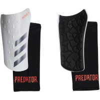 adidas Unisex-Adult League Predator Shin Guards, White/Iron Metallic/Grey One/Solar Red, Small