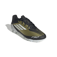 adidas Unisex F50 Club Messi Flexible Ground Sneaker, Gold Metallic/White/Black, 9 US Men