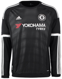 adidas Mens Chelsea Long Sleeve Third Soccer Jersey 2015/16 (Black) Large