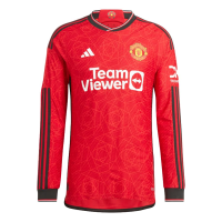 adidas Manchester United Authentic Long Sleeve Home Jersey 23/24 (US, Alpha, Large, Regular, Regular) Red