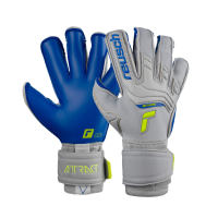 Reusch Attrakt Gold X Evolution Cut Goalkeeper Gloves, Gray/Blue/Yellow, Size 10