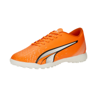 PUMA Mens Ultra Play Turf Trainer Soccer Cleats, Ultra Orange-PUMA Mens White-Blue Glimmer, 9