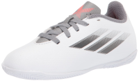 adidas X Speedflow.4 Indoor Soccer Shoe, White/Iron Metallic/Solar Red, 11 US Unisex Little Kid