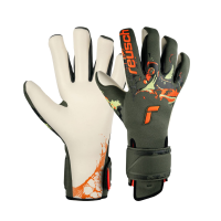 Reusch Pure Contact Gold X Adaptive Flex Goalkeeper Gloves, Desert Green/Shocking Orange, Size 9