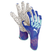 Puma Future Ultimate NC Goalkeeper Gloves - Elite+ Dual Grip Latex, Tight Fit, 3D Knitted Backhand, Silicone Band, Elasticated Wrist, Multiple Sizes (Bluemazing-Sunset Glow-Electric Peppermint, 8)