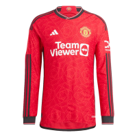 adidas Men's Soccer Manchester United 23/24 Long Sleeve Home Jersey - Unique Design, Comfortable Fit (as1, Alpha, l, Regular, Regular) Red