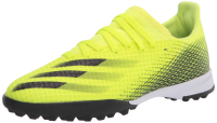 adidas Boy's X GHOSTED.3 Soccer Shoe, Solar Yellow/Black/Team Royal Blue (Turf), 2 Little Kid