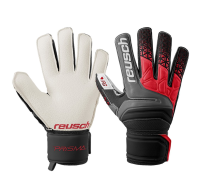 Reusch Soccer Prisma RG Finger Support Goalkeeper Gloves Black/Red, 7