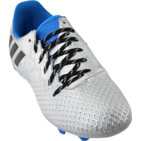adidas Performance Kids' Messi 16.3 Firm Ground Soccer Shoe (Little Kid/Big Kid), Silver Metallic/Black/Shock Blue, 10.5 M US Little Kid