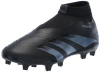 adidas Unisex Predator 24 League Laceless Firm Ground Sneaker, Black/Carbon/Black (Elastic Lace), 10 US Men