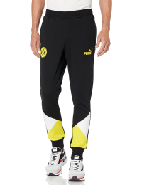 PUMA Men's Standard BVB FTBLCULTURE Track Pants, Black-Cyber Yellow, Medium