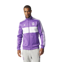 adidas Men's Soccer Real Madrid 3 Stripe Track Top, Ray Purple /Crystal White, X-Small